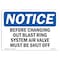 Signmission OSHA Notice Sign, 10" H, Rigid Plastic, Before Changing Out Blast Ring System Air Sign, Landscape OS-NS-P-1014-L-10324 - alternate 1
